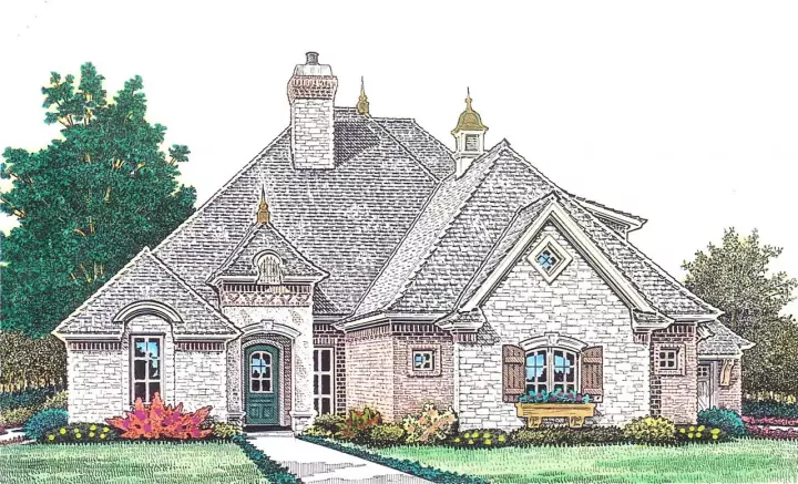 European house plans 8-1192 - front exterior, 2,404 sq ft, 3 bed, 2 bath house plans | Monster House Plans