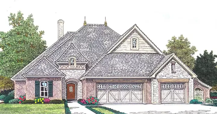 European house plans 8-1193 - front exterior, 2,312 sq ft, 4 bed, 3 bath house plans | Monster House Plans