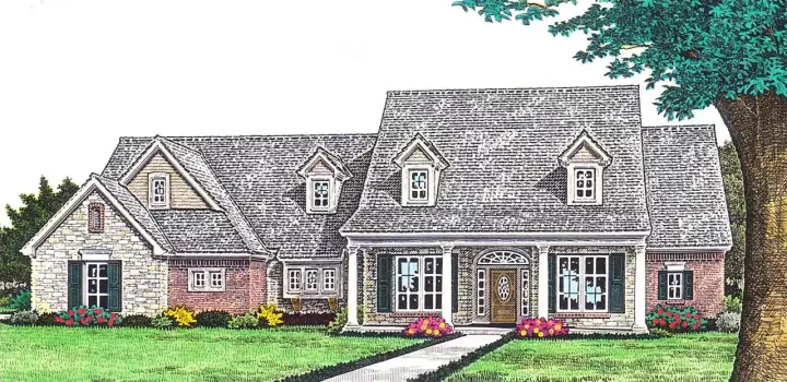 Country house plans 8-1195 - front exterior, 2,558 sq ft, 3 bed, 2 bath house plans | Monster House Plans