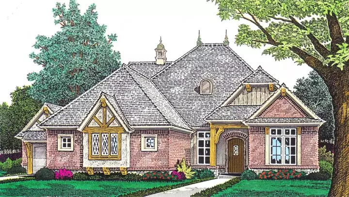 European house plans 8-1196 - front exterior, 2,602 sq ft, 3 bed, 2 bath house plans | Monster House Plans