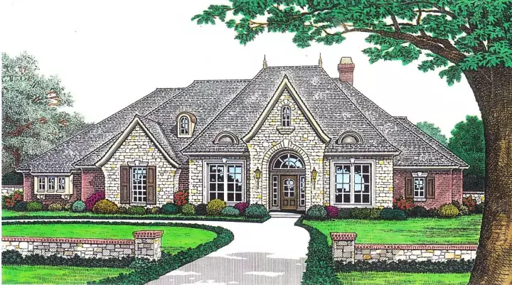 European house plans 8-1197 - front exterior, 2,733 sq ft, 3 bed, 2 bath house plans | Monster House Plans