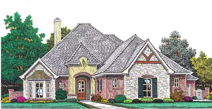 European house plans 8-1200 - front exterior, 2,354 sq ft, 3 bed, 2 bath house plans | Monster House Plans