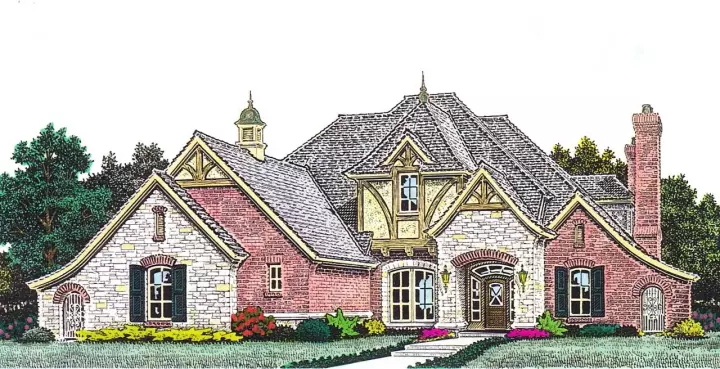 French Country house plans 8-1201 - front exterior, 2,663 sq ft, 4 bed, 3 bath house plans | Monster House Plans