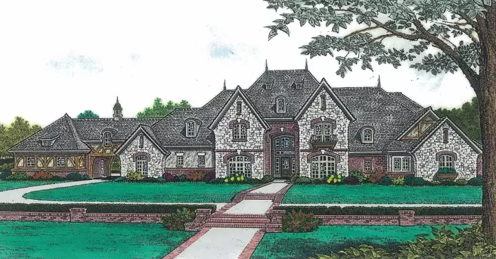 English Country house plans 8-1203 - front exterior, 5,769 sq ft, 5 bed, 4 bath house plans | Monster House Plans