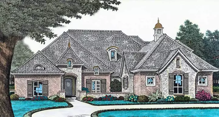 European house plans 8-1204 - front exterior, 2,827 sq ft, 3 bed, 2 bath house plans | Monster House Plans