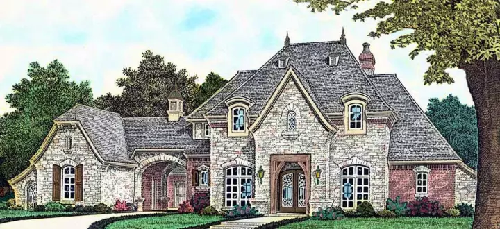 French Country house plans 8-1206 - front exterior, 3,112 sq ft, 3 bed, 2 bath house plans | Monster House Plans
