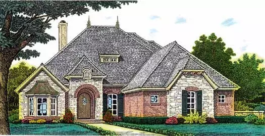 European house plans 8-1210 - front exterior, 2,416 sq ft, 4 bed, 3 bath house plans | Monster House Plans