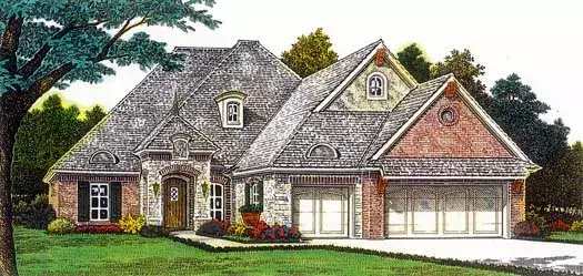 European house plans 8-1211 - front exterior, 2,306 sq ft, 3 bed, 3 bath house plans | Monster House Plans