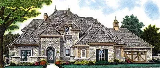 French Country house plans 8-1214 - front exterior, 3,514 sq ft, 4 bed, 3 bath house plans | Monster House Plans