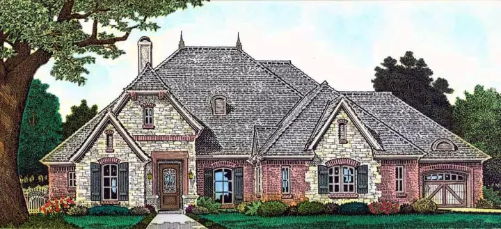European house plans 8-1215 - front exterior, 2,370 sq ft, 3 bed, 2 bath house plans | Monster House Plans