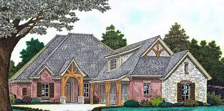 English Country house plans 8-1217 - front exterior, 2,130 sq ft, 4 bed, 3 bath house plans | Monster House Plans