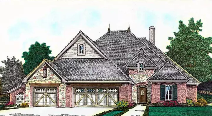 European house plans 8-1220 - front exterior, 2,430 sq ft, 4 bed, 3 bath house plans | Monster House Plans