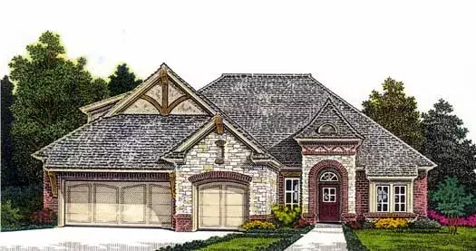 European house plans 8-1222 - front exterior, 2,068 sq ft, 3 bed, 2 bath house plans | Monster House Plans