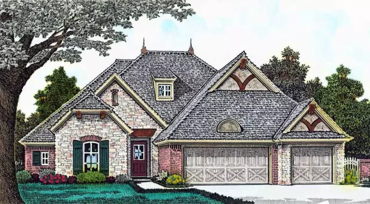European house plans 8-1223 - front exterior, 2,093 sq ft, 3 bed, 2 bath house plans | Monster House Plans