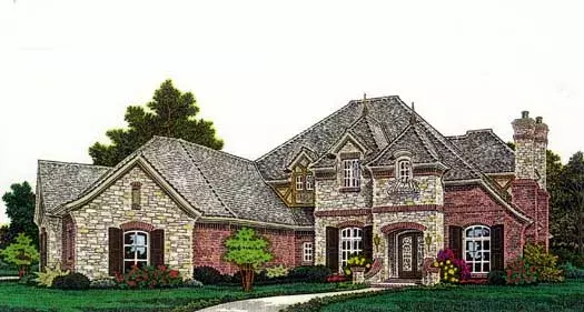 European house plans 8-1226 - front exterior, 3,668 sq ft, 4 bed, 4 bath house plans | Monster House Plans