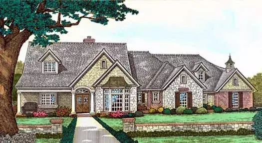 European house plans 8-1228 - front exterior, 2,367 sq ft, 3 bed, 2 bath house plans | Monster House Plans