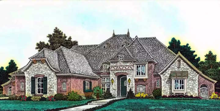 European house plans 8-1230 - front exterior, 3,623 sq ft, 4 bed, 3 bath house plans | Monster House Plans