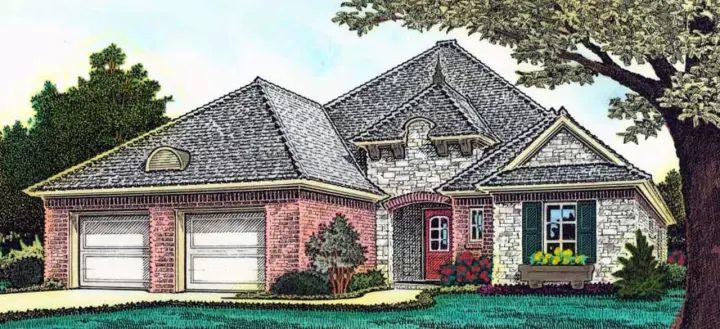 European house plans 8-1231 - front exterior, 2,213 sq ft, 3 bed, 2 bath house plans | Monster House Plans
