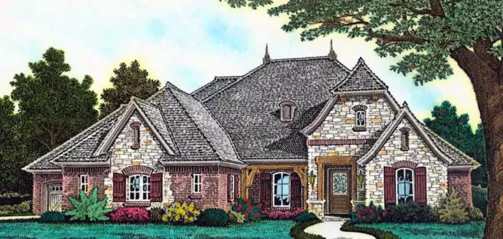 European house plans 8-1233 - front exterior, 2,506 sq ft, 3 bed, 2 bath house plans | Monster House Plans