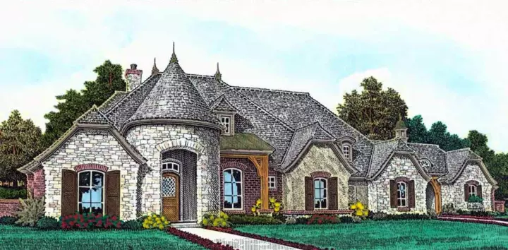 European house plans 8-1236 - front exterior, 3,302 sq ft, 4 bed, 3 bath house plans | Monster House Plans