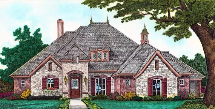 European house plans 8-1238 - front exterior, 2,896 sq ft, 4 bed, 3 bath house plans | Monster House Plans