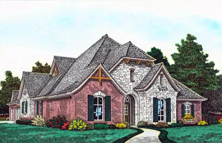European house plans 8-1241 - front exterior, 2,019 sq ft, 3 bed, 2 bath house plans | Monster House Plans