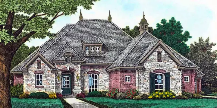 European house plans 8-1242 - front exterior, 1,968 sq ft, 3 bed, 2 bath house plans | Monster House Plans