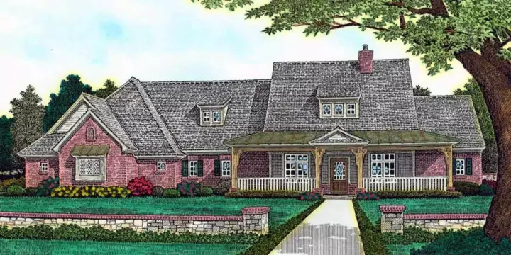 Country house plans 8-1243 - front exterior, 2,838 sq ft, 3 bed, 3 bath house plans | Monster House Plans