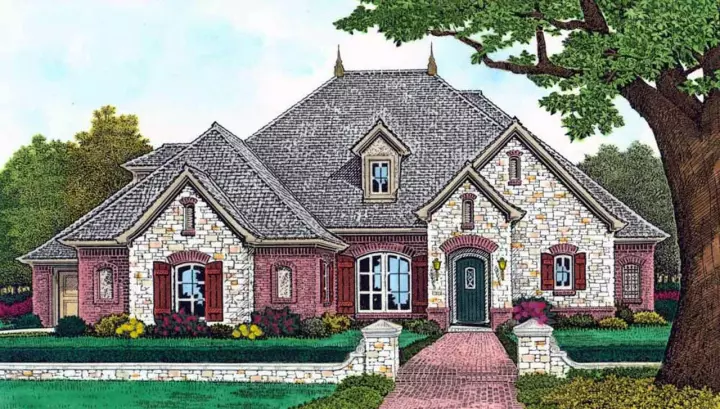 European house plans 8-1245 - front exterior, 3,291 sq ft, 5 bed, 4 bath house plans | Monster House Plans