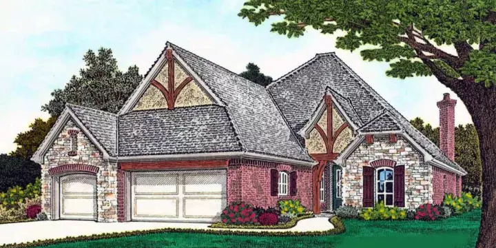 European house plans 8-1248 - front exterior, 2,375 sq ft, 3 bed, 2 bath house plans | Monster House Plans