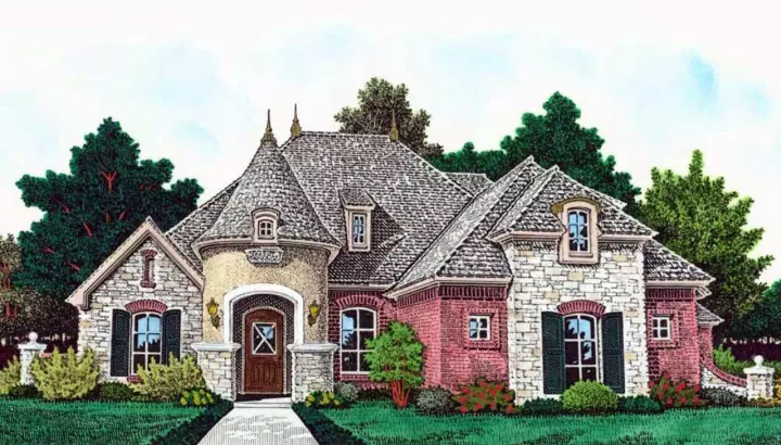 French Country house plans 8-1254 - front exterior, 2,407 sq ft, 4 bed, 3 bath house plans | Monster House Plans