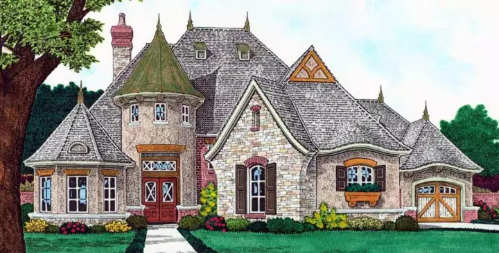 English Country house plans 8-1255 - front exterior, 3,419 sq ft, 4 bed, 4 bath house plans | Monster House Plans
