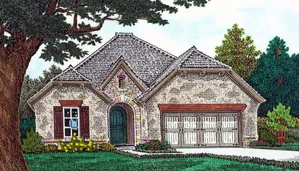European house plans 8-1256 - front exterior, 2,067 sq ft, 3 bed, 2 bath house plans | Monster House Plans