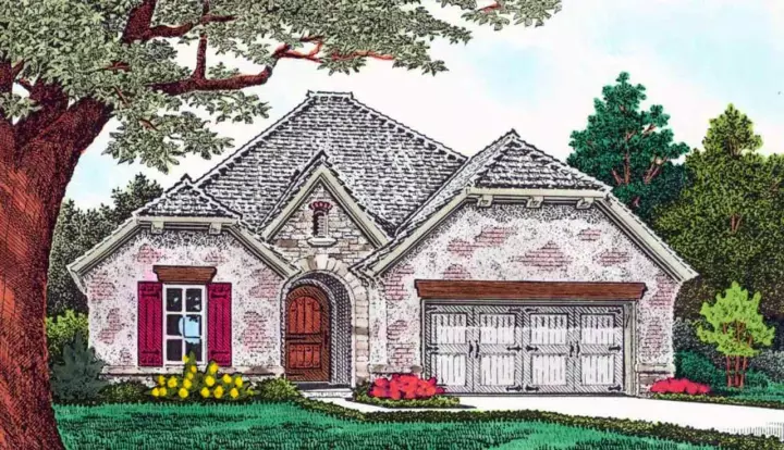 European house plans 8-1259 - front exterior, 1,780 sq ft, 3 bed, 2 bath house plans | Monster House Plans