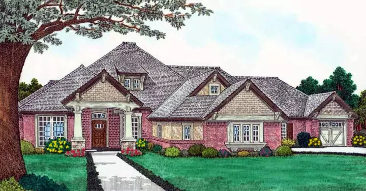 Craftsman house plans 8-1262 - front exterior, 2,850 sq ft, 3 bed, 2 bath house plans | Monster House Plans