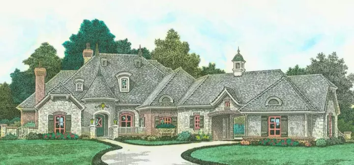 European house plans 8-1271 - front exterior, 2,557 sq ft, 3 bed, 2 bath house plans | Monster House Plans
