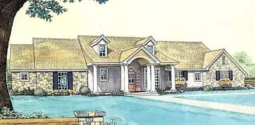 Country house plans 8-128 - front exterior, 1,562 sq ft, 3 bed, 2 bath house plans | Monster House Plans