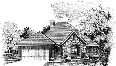 European house plans 8-130 - front exterior, 1,573 sq ft, 3 bed, 2 bath house plans | Monster House Plans