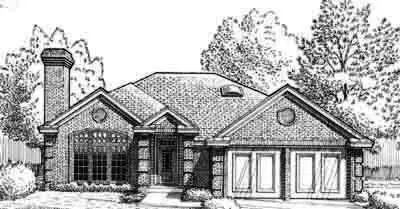 Traditional house plans 8-132 - front exterior, 1,582 sq ft, 3 bed, 2 bath house plans | Monster House Plans