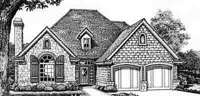 European house plans 8-142 - front exterior, 1,637 sq ft, 3 bed, 2 bath house plans | Monster House Plans