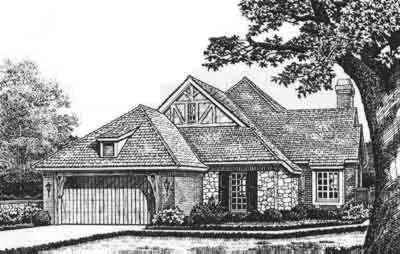 English Country house plans 8-184 - front exterior, 1,889 sq ft, 2 bed, 2 bath house plans | Monster House Plans