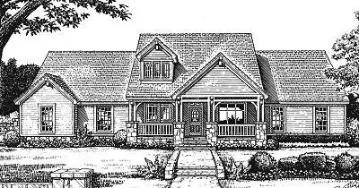 Country house plans 8-196 - front exterior, 1,922 sq ft, 3 bed, 2 bath house plans | Monster House Plans