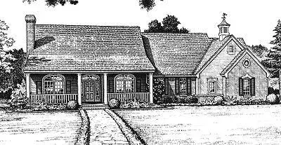 Country house plans 8-199 - front exterior, 1,945 sq ft, 3 bed, 2 bath house plans | Monster House Plans