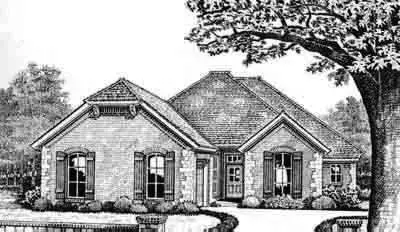 European house plans 8-238 - front exterior, 2,110 sq ft, 3 bed, 2 bath house plans | Monster House Plans