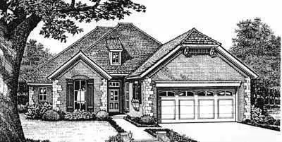 European house plans 8-239 - front exterior, 2,110 sq ft, 3 bed, 2 bath house plans | Monster House Plans
