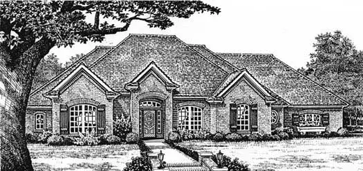 Traditional house plans 8-242 - front exterior, 2,116 sq ft, 3 bed, 3 bath house plans | Monster House Plans
