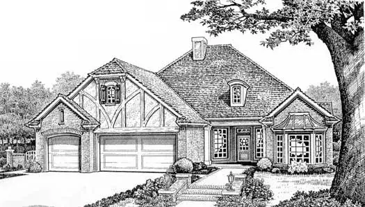 English Country house plans 8-271 - front exterior, 2,203 sq ft, 3 bed, 2 bath house plans | Monster House Plans
