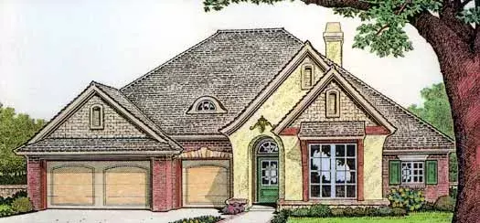European house plans 8-290 - front exterior, 2,260 sq ft, 4 bed, 2 bath house plans | Monster House Plans