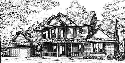 Country house plans 8-292 - front exterior, 2,272 sq ft, 4 bed, 2 bath house plans | Monster House Plans