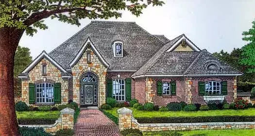 European house plans 8-293 - front exterior, 2,279 sq ft, 4 bed, 3 bath house plans | Monster House Plans